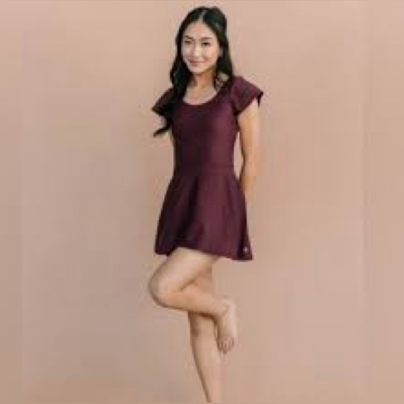 Honey Mark pepper swim dress pockets maroon women’s size small new with tags - Picture 1 of 9
